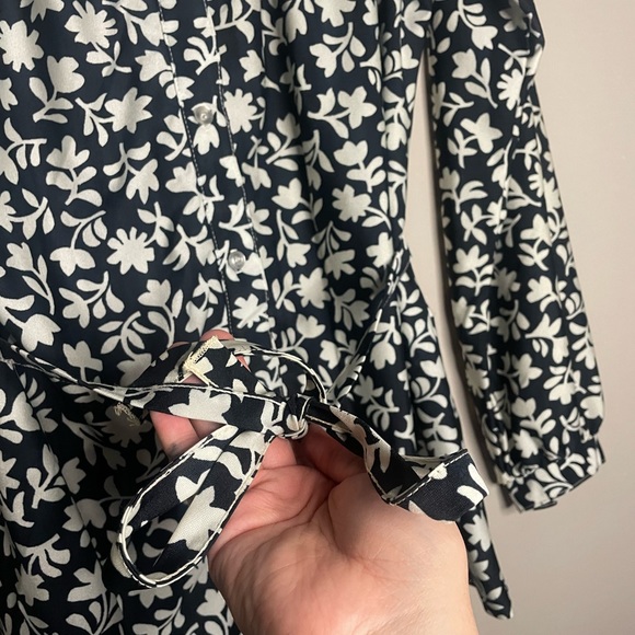 vintage ship n shore blouse 1970’s Tie Waist Button Front Long Sleeve floral - Picture 5 of 5